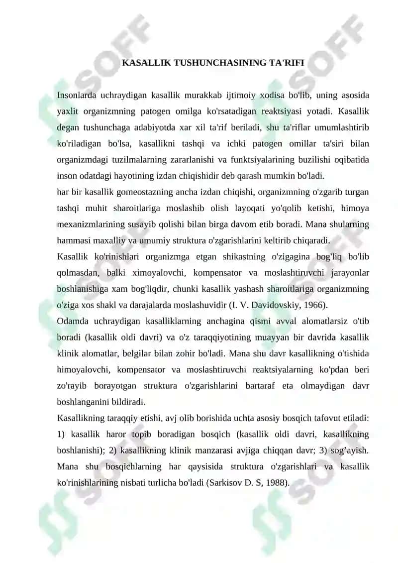 Kasallik xaqida umumiy tushuncha 2