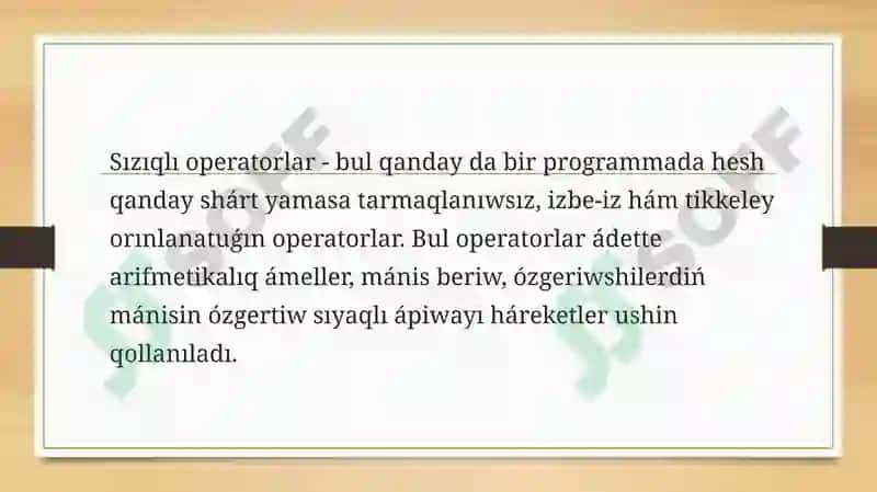 SIZIQLI OPERATORLAR 2