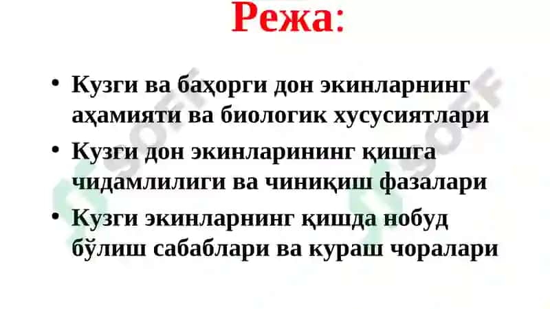 Кузги дон экинлари биологияси 2