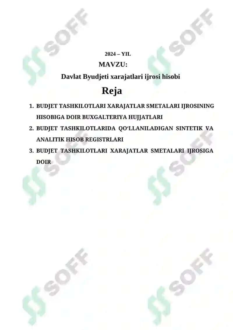 Budjet hisobi (amaliyot) 2