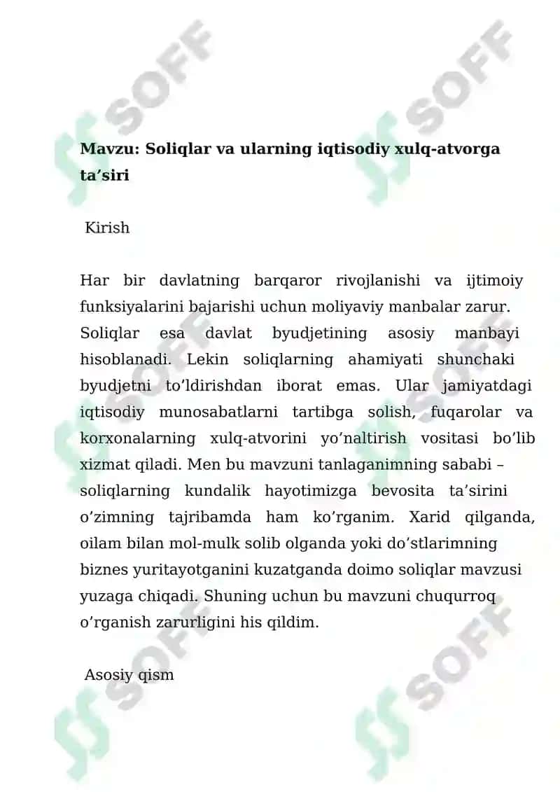 Soliqlar va ularning iqtisodiy xulq-atvorga ta’siri 2