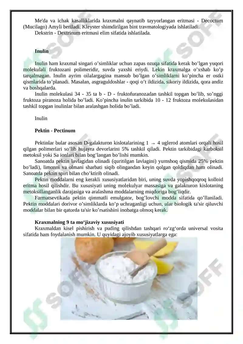 Kraxmal olish usullari va farmasevtikada qo’llanilishi 2