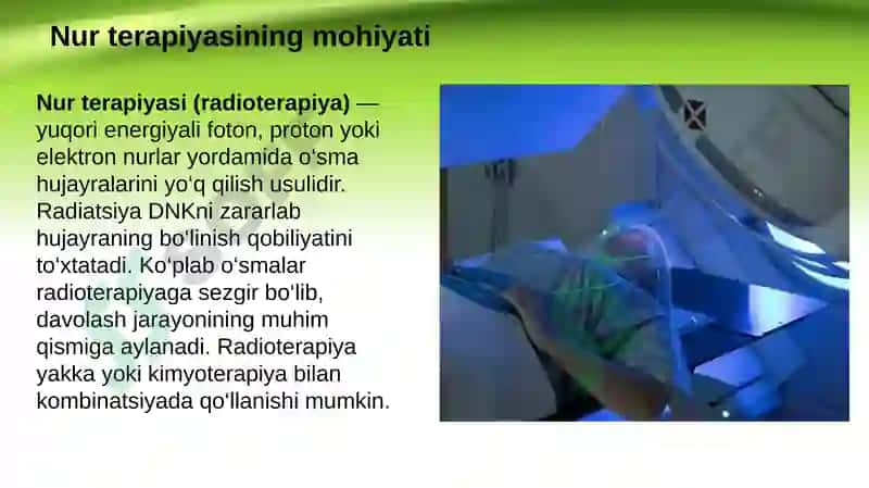 Nur terapiyasining o’smalarni davolashdagi ahamiyati 2