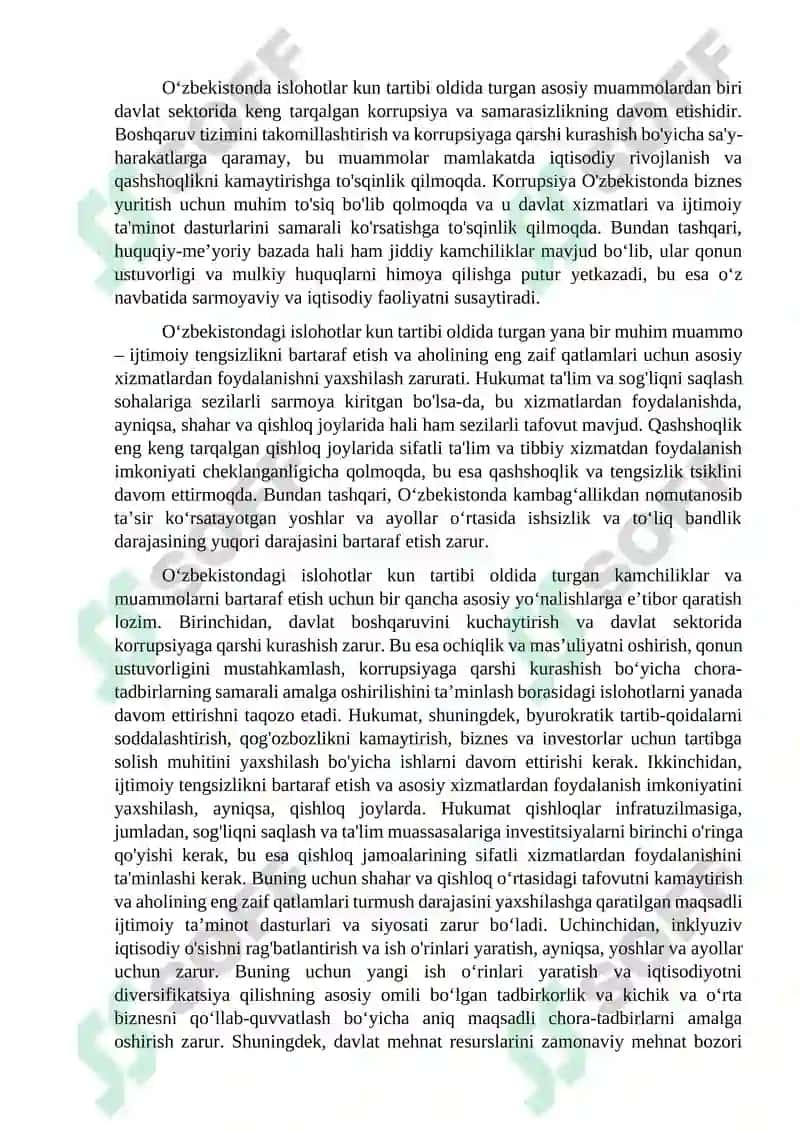 Qashshoqlikni kamaytirish bo‘yicha islohotlar 2