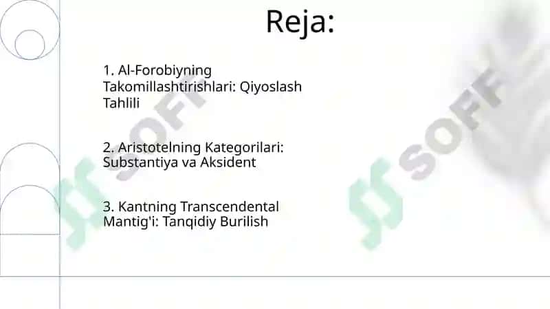 Aristotel Farobiy va Kant ontologiyasida kategoriyalarning tansifi 2