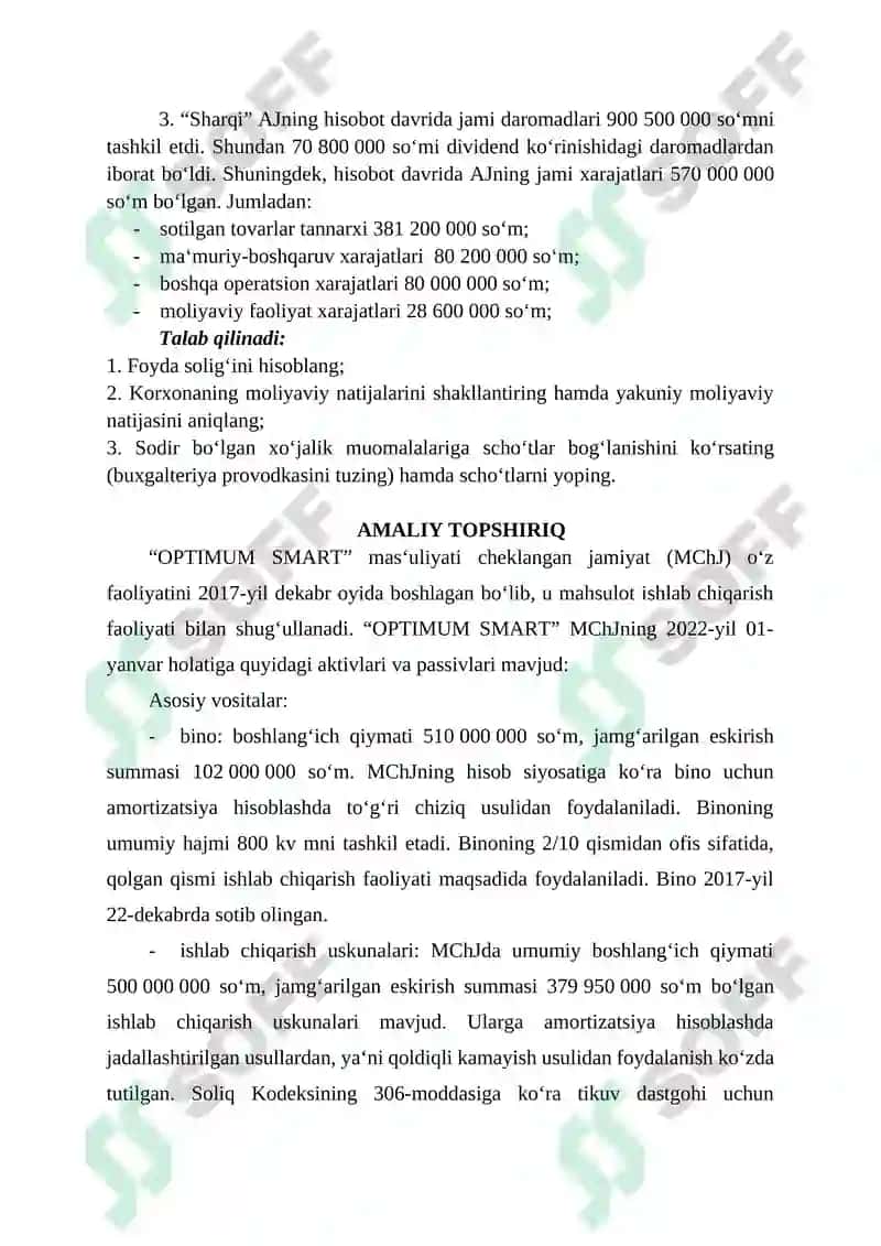 Moliyaviy natijalar hisobi 2