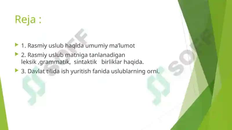 Rasmiy uslub va uning umumiy xususiyatlari. 2