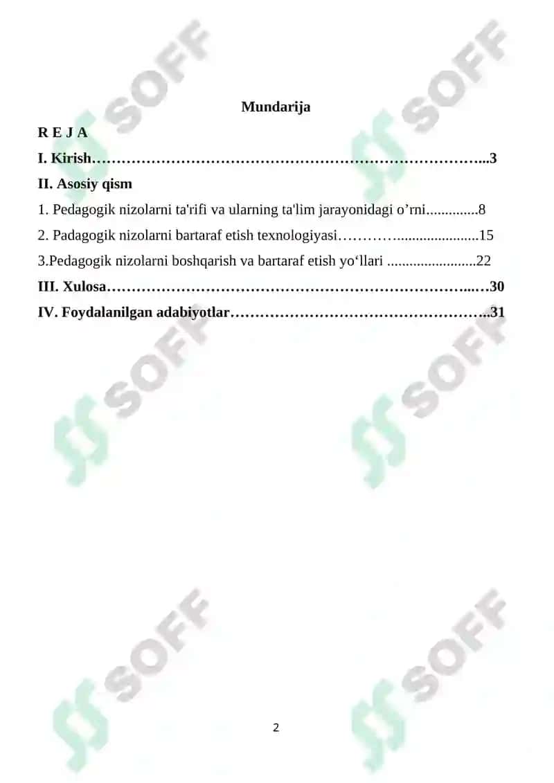 Pedagogik nizolar va ularni bartaraf etish texnologiyasi 2