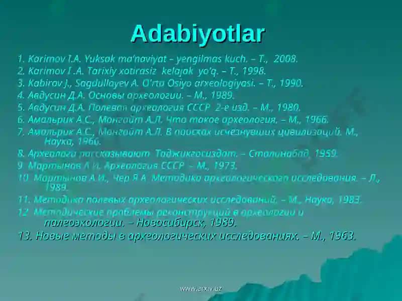 Arxeologiya asoslari faniga kirish 2