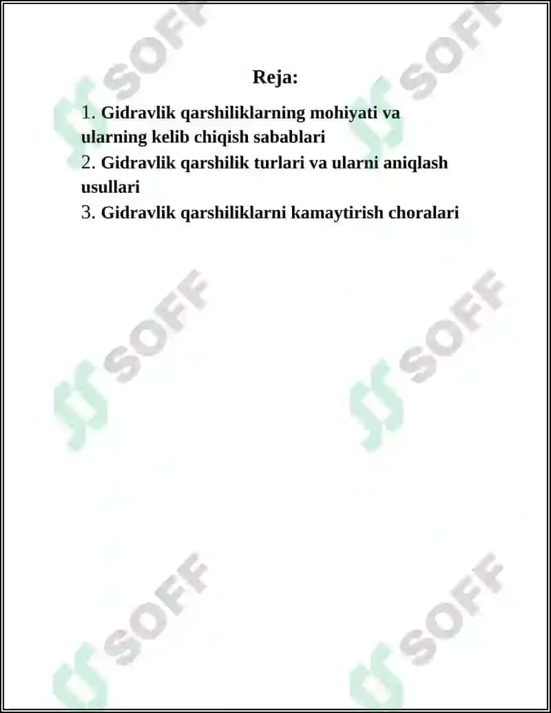 QUVURLARDA GIDRAVLIK QARSHILIKLAR 2
