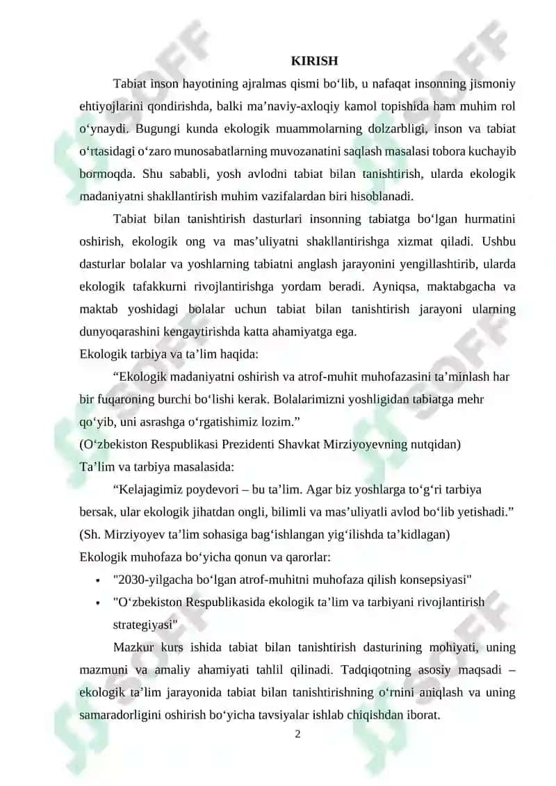 Tabiat bilan tanishtirish dasturlari 2