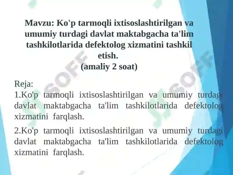 Defektolog xizmatini tashkil etish 2