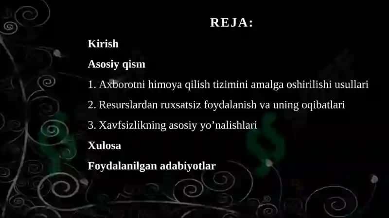 Axborotni ruxsatsiz foydalanishlardan himoyalash 2