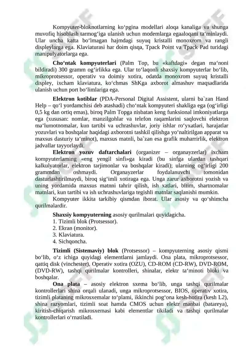 Kompyuterning texnik ta’minoti 2