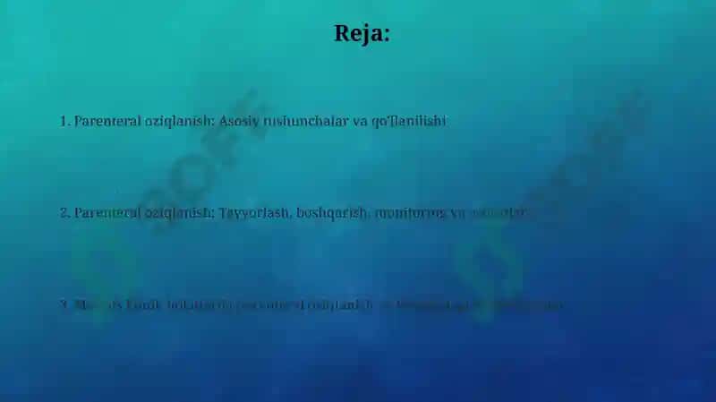 Parenteral oziqlanish 2