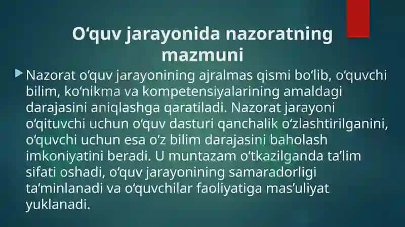O‘quv jarayonida nazorat va hisobga olish funksiyalari 2