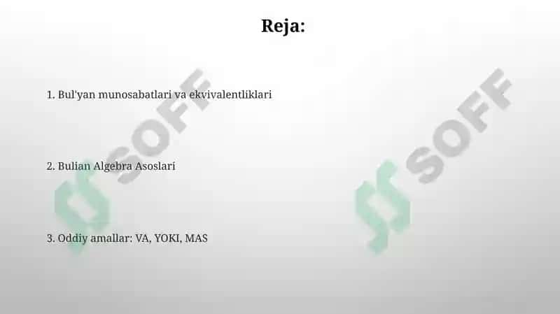 Bul'yan Algebrasi 2