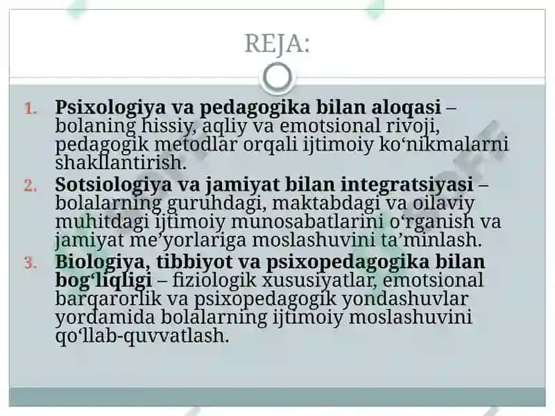 Bolalarning ijtimoiy moslashuvi fanlari 2