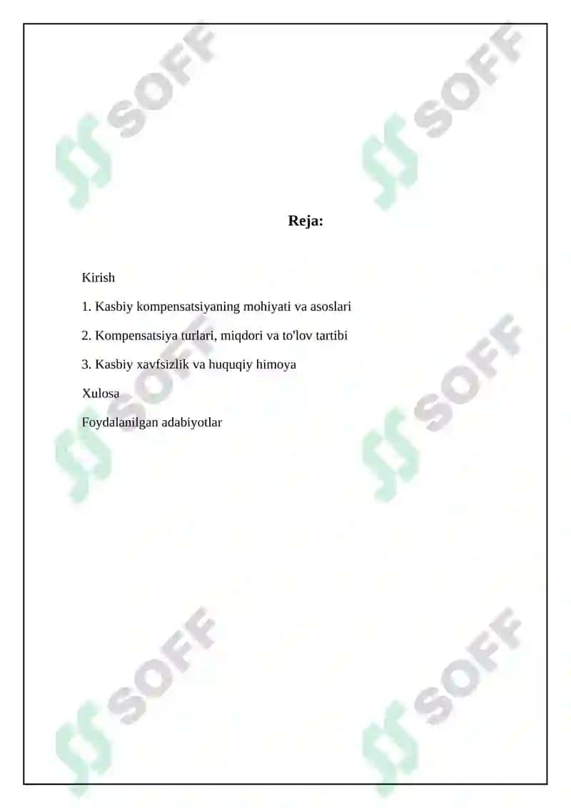 Kasbiy kompensatsiya REFERAT 2