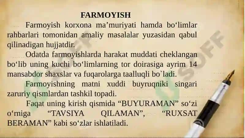 FARMOYISH HUJJATLARI 2