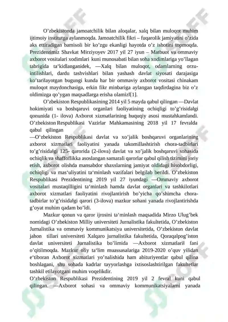 Ommaviy axborot vositalari faoliyati (Oʻzgarish va muammolar) 2