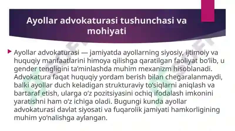 Ayollar Advokaturasi Qonunchilik tashabbusi 2