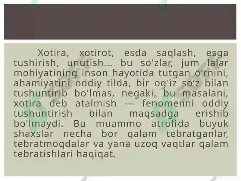 Xotira xususiyatlari 2