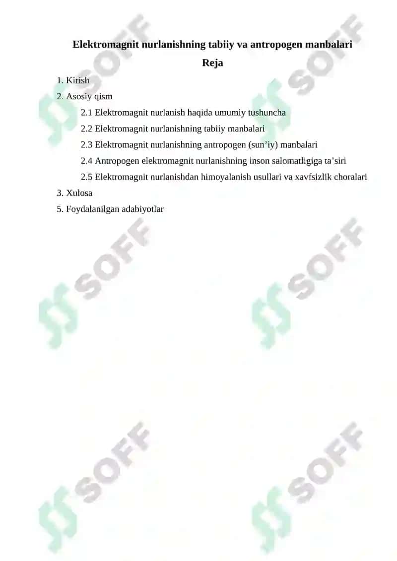 Elektromagnit nurlanishning tabiiy va antropogen manbalari 2