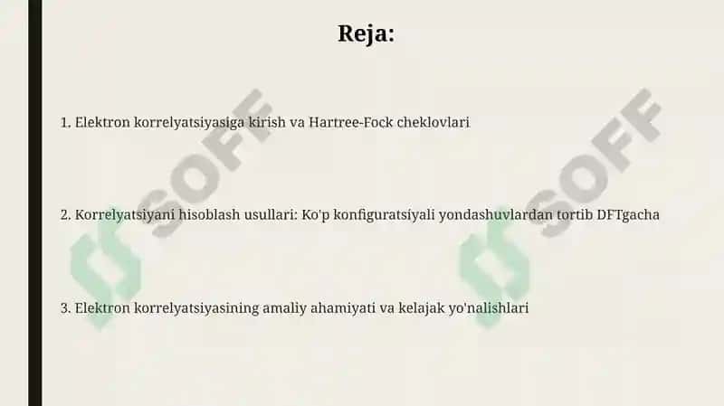 Elektron korrelyatsiyasini hisobga olish 2