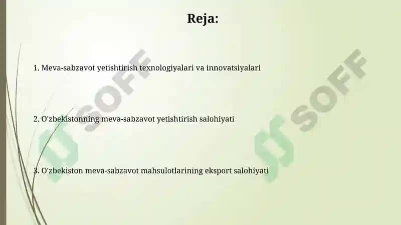 OʻZBEKISTON MEVA VA SABZAVOTCHLIK JAVOXIR 2