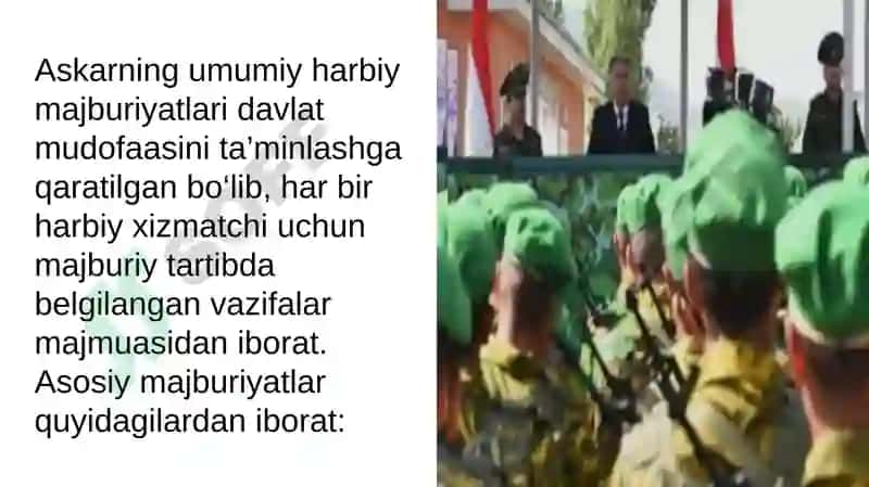Askarning jangovar vazifani bajarishdagi majburiyatlari 2