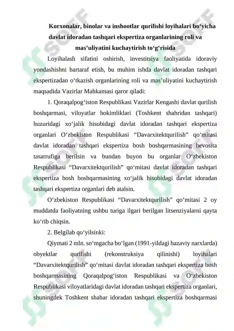 YANGI QURILAYOTGAN KORXONALAR EKSPERTIZASI 2