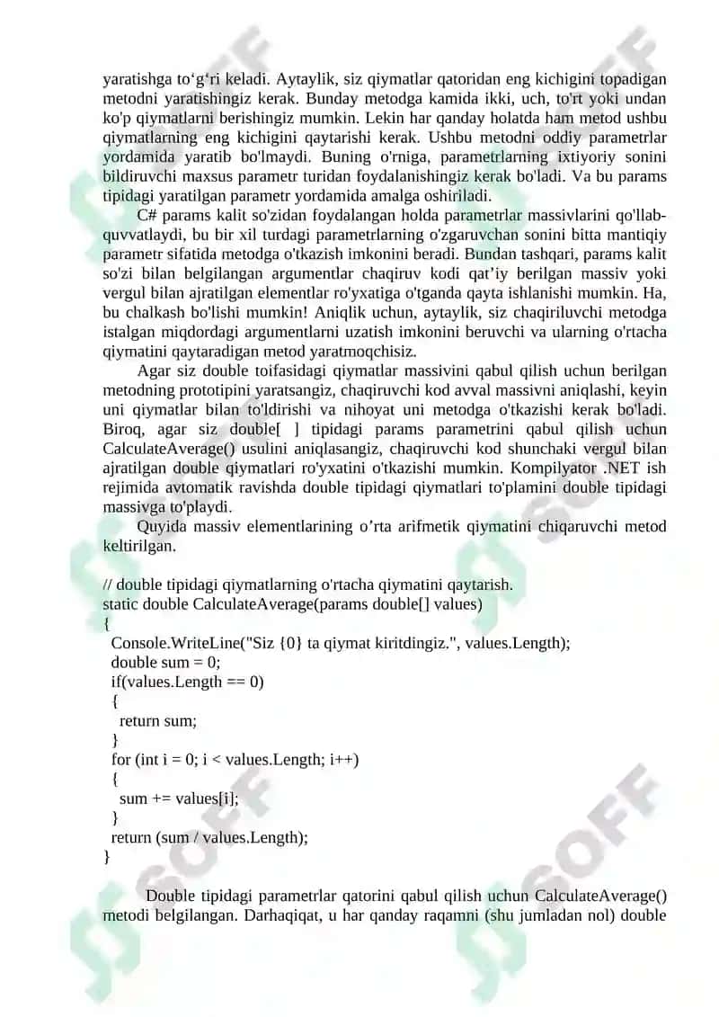 Metodning massivli parametrlari va params kalit so‘zi 2