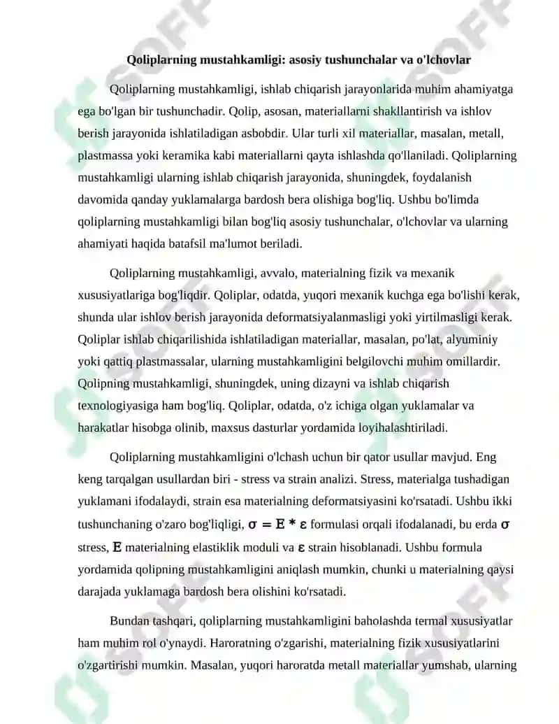 Qoliplarni mustahkamligi va ustuvorligi 2
