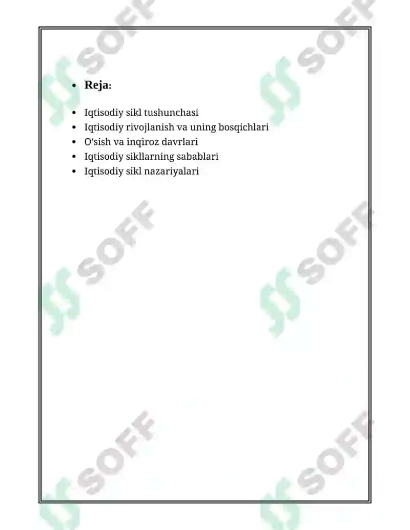 IQTISODIY RIVOJLANISHNING SIKLLILIGI VA IQTISODIY SIKL NAZARIYALARI 2