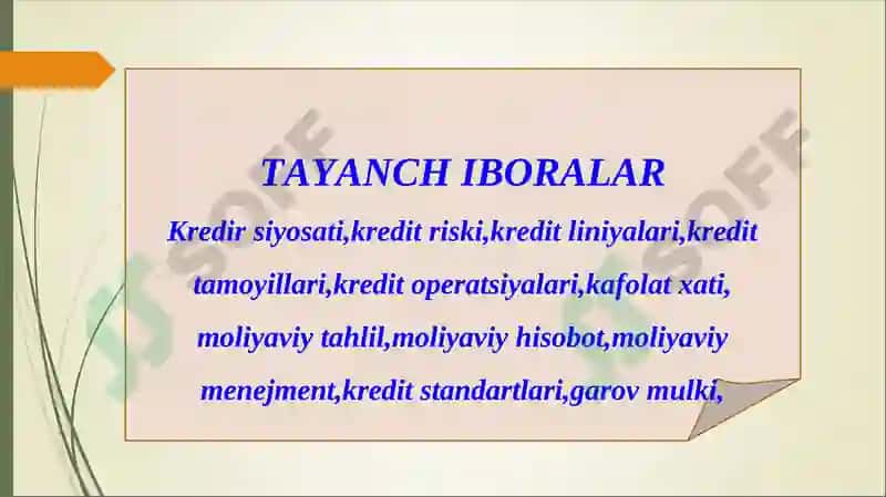 Tijorat banklarining kredit siyosati 2