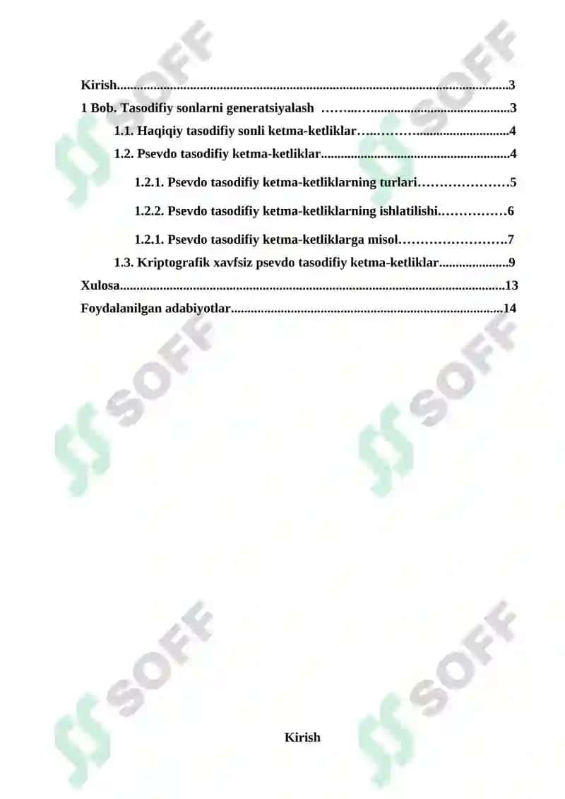 Tasodifiy sonlarni generatsiyalash 2