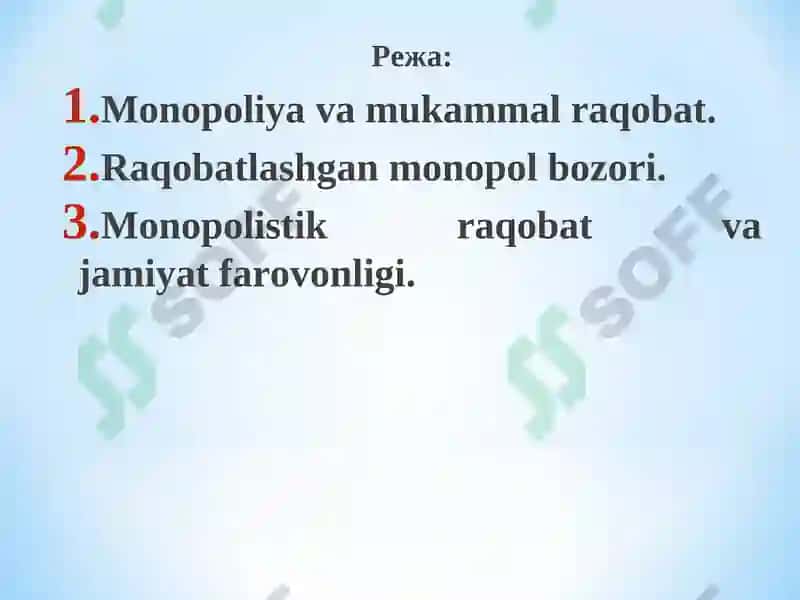 Monopoliya va Mukammal Raqobat 2