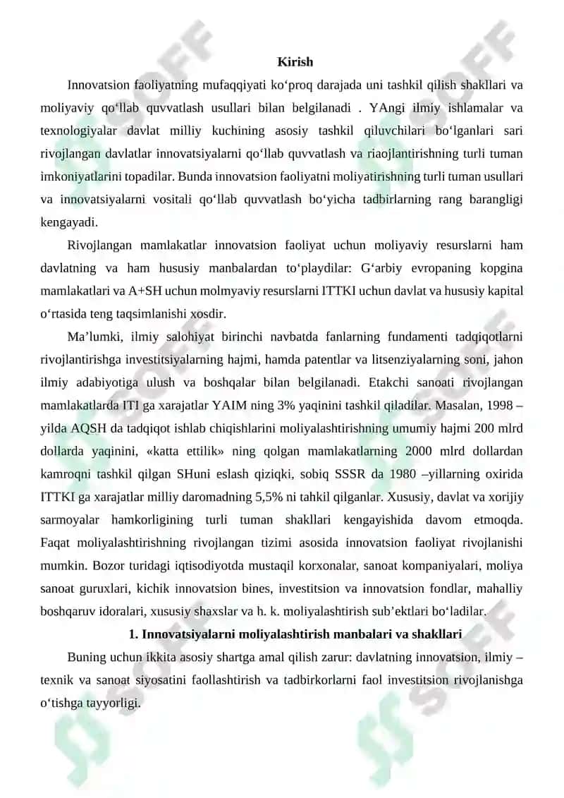 Innovatsion dasturlarni moliyalashtirish 2