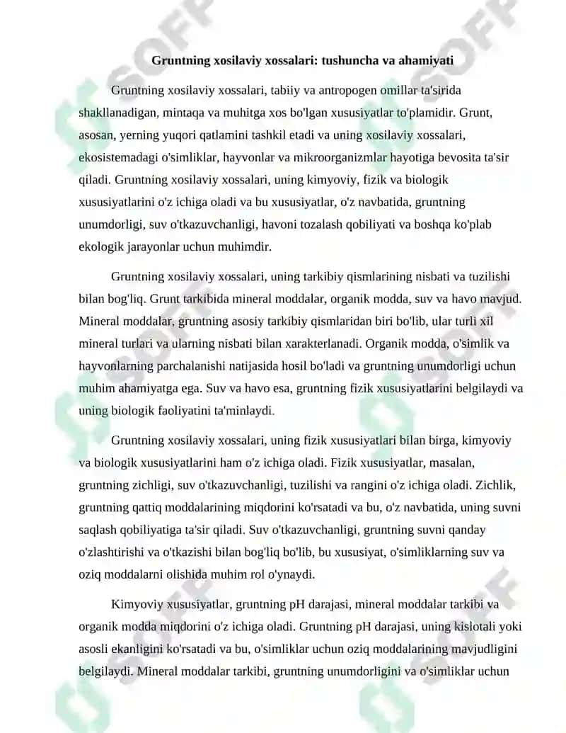 Gruntning xosilaviy xossalarini ko'rsatib berish 2