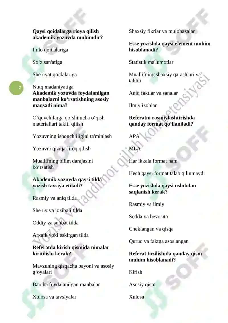 Akademik yozuvning asosiy maqsadi 2