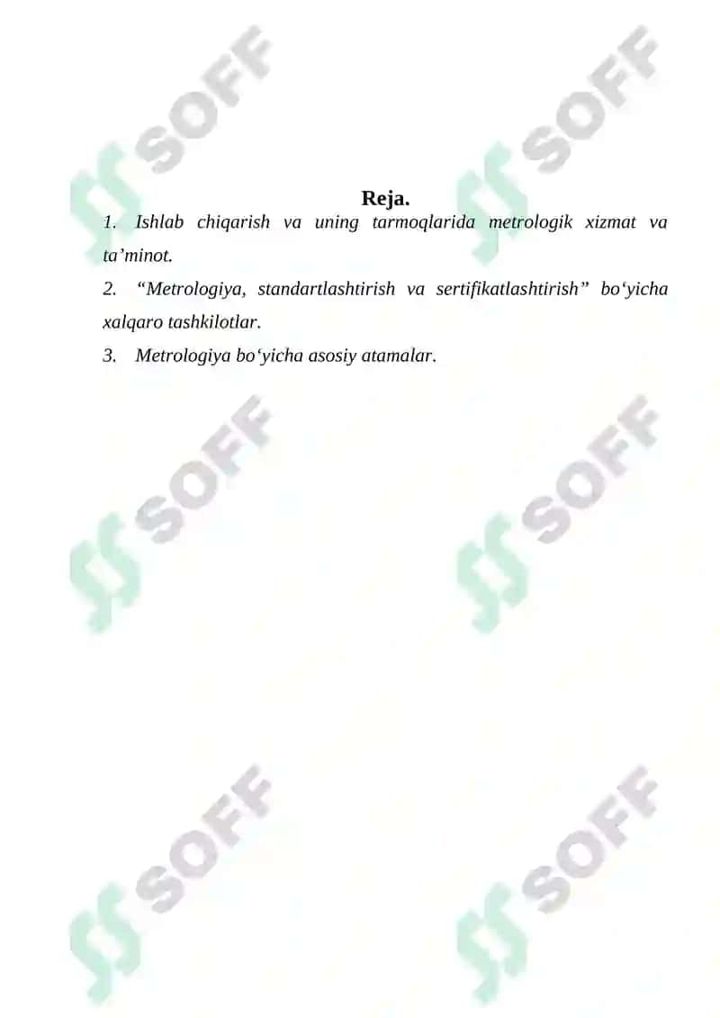 METROLOGIK XIZMAT VA METROLOGIK TA’MINOT 2