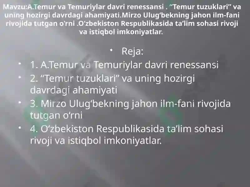 A.Temur va Temuriylar davri renessansi 2
