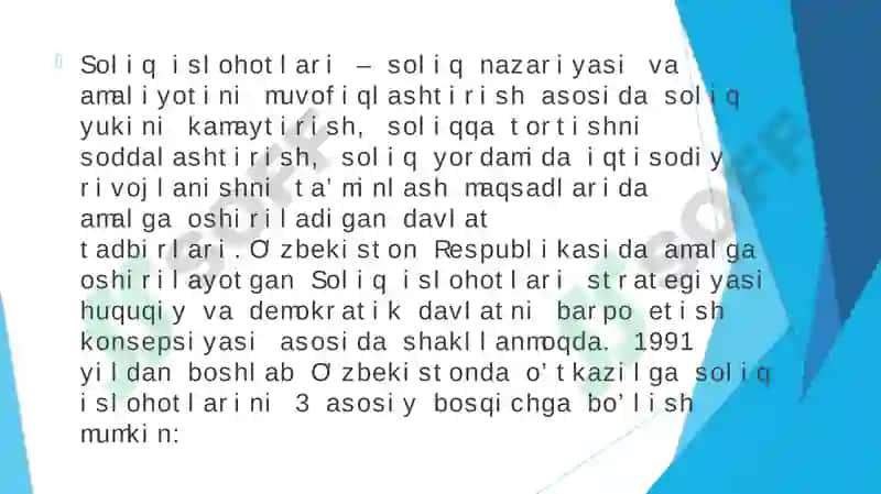 Soliq islohotlari 2