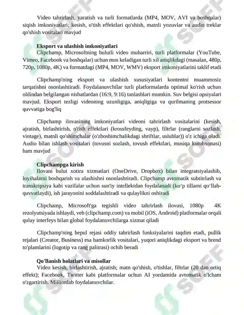 Clipchamp video tahrirlash dasturi 2
