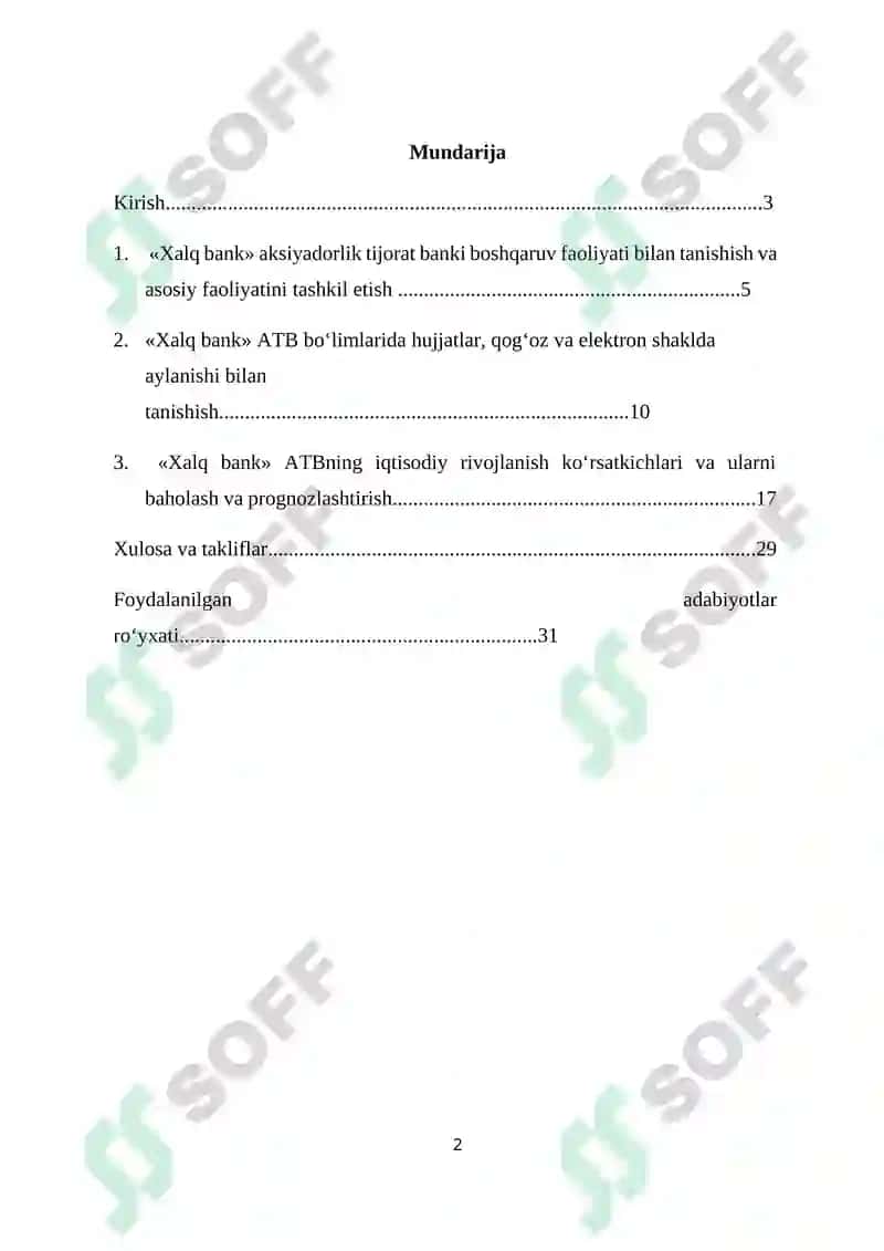 "Xalq bank" amaliy hisobot 2
