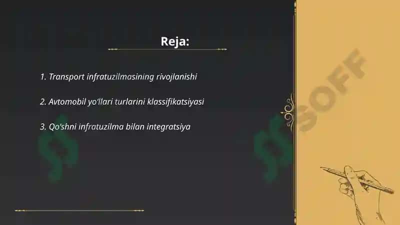 Transport infratuzilmasining rivojlanishi 2