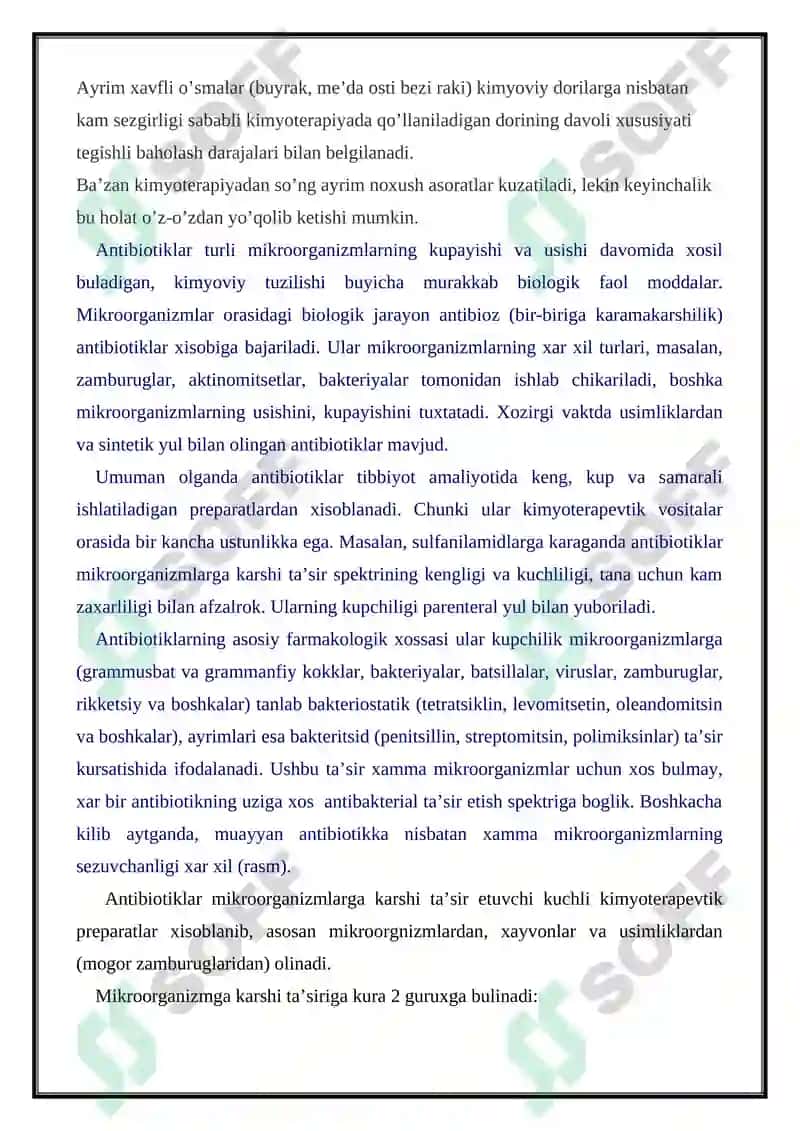 Kimyoterapiya va antibiotiklar 2