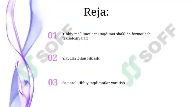 Tibbiyot axborotlarni taqdimotlar ko'rinishida shakllantirish texnalogiyasi 2