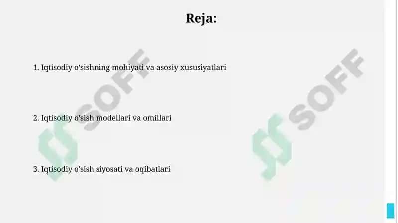 Iqtisodiy o‘sishning mohiyati, asosiy tavsifnomasi va modeli 2